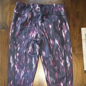 Ideology brand - yoga pants or active wear. Bright black burgundy and pink mix.